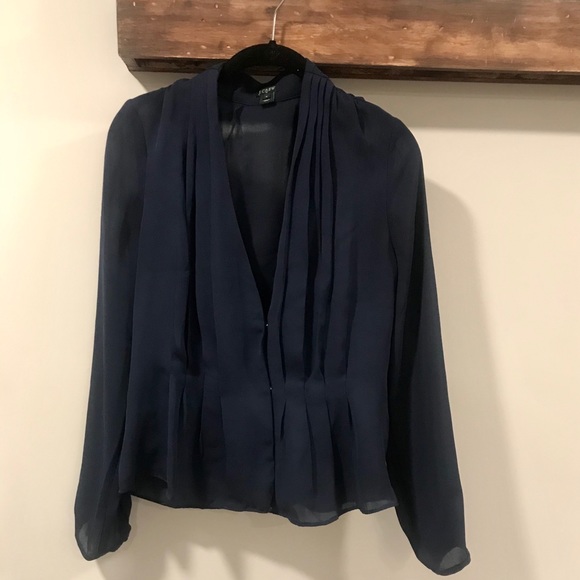 J. Crew Tops - J.Crew Navy Pintuck Blouse